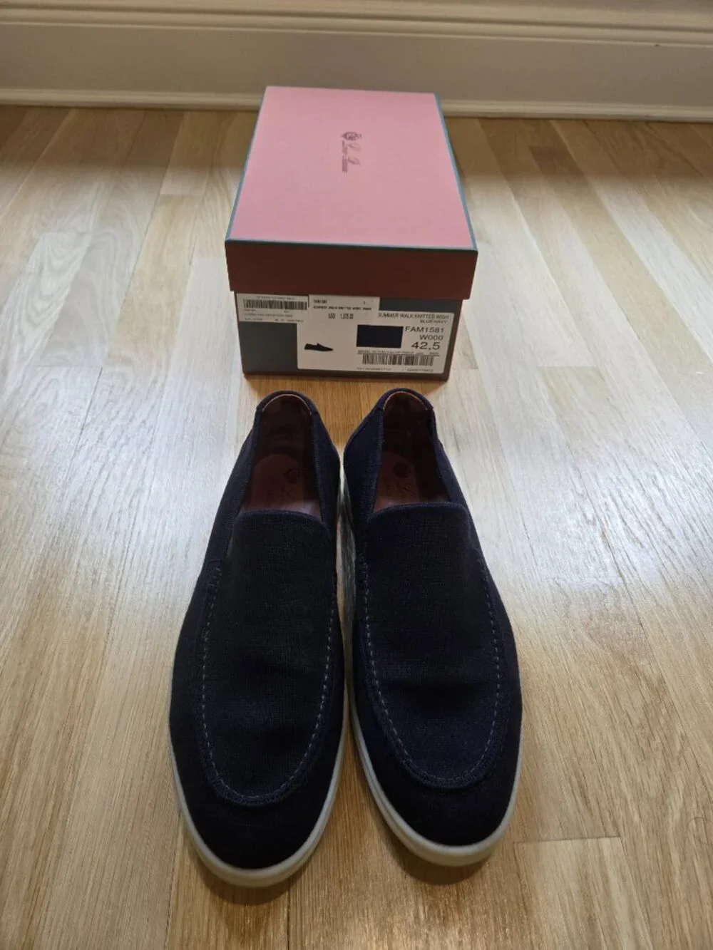 Loro Piana Blue Navy Knitted Summer Walk Loafers
